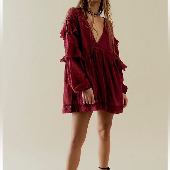Free People Dresses & Skirts - NWT Free People Seashell Skort Romper size XS in Beet Red